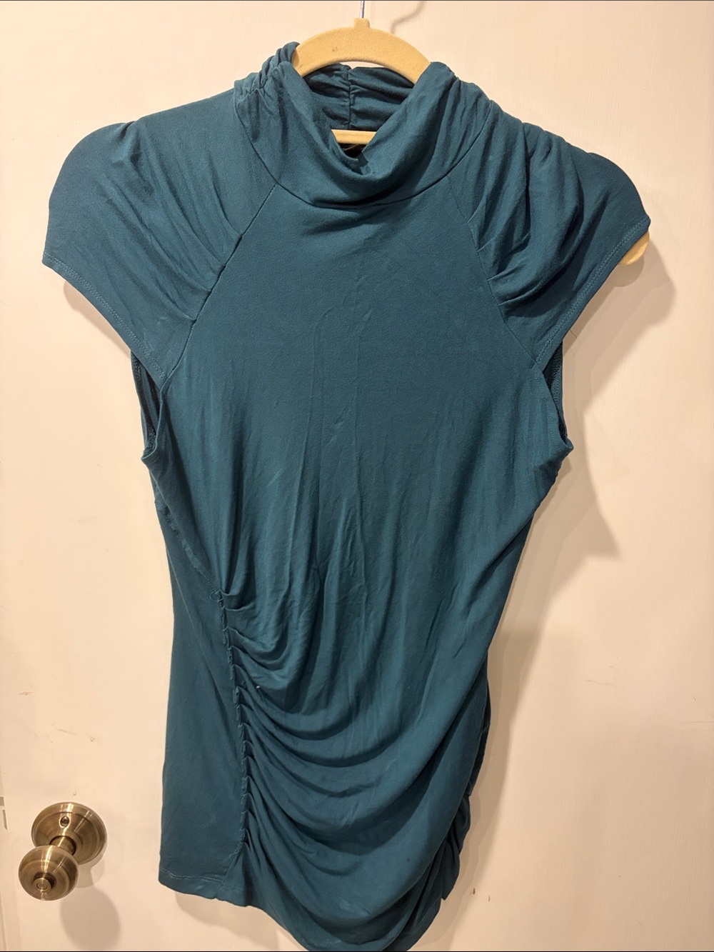 Saks Fifth AV Sleeveless Teal green Draped Cowl Neck Top M